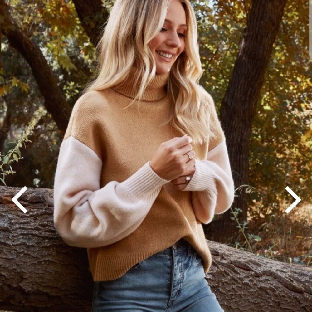Color block balloon sweater